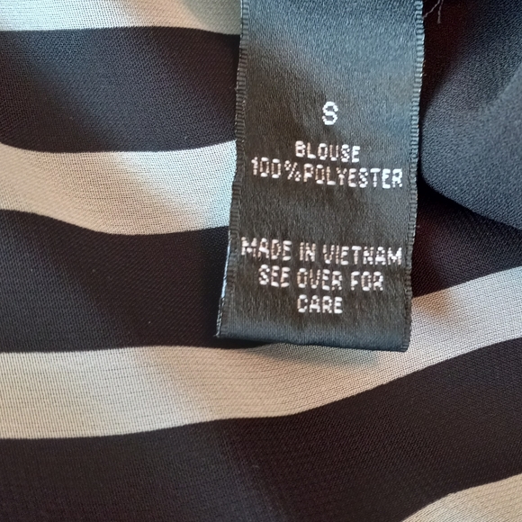 AB Studio EUC, Black & Off White Striped Hi Lo Tunic, Sz S, Split Back - Picture 7 of 9